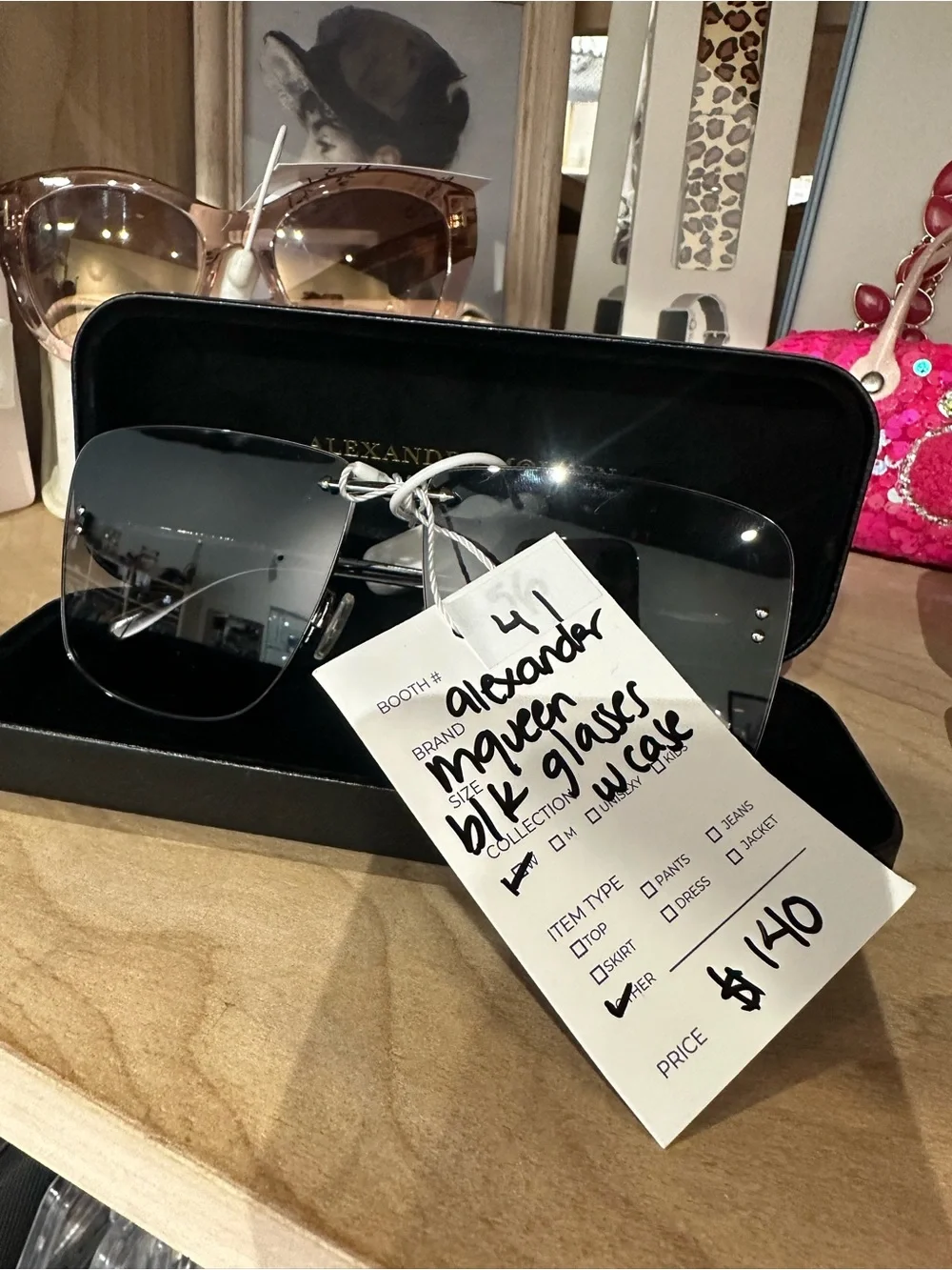 Alexander McQueen Black Gradient Shield Sunglasses with Gold Accents